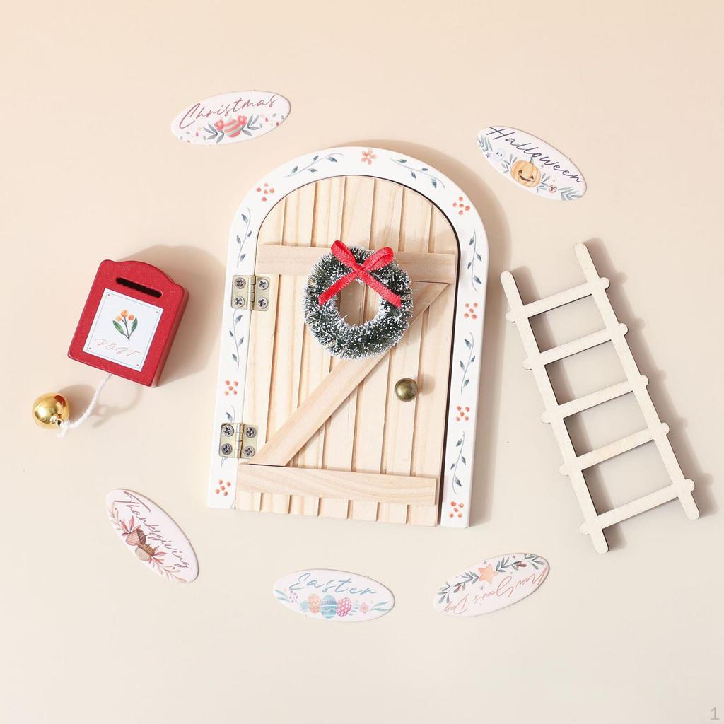 Christmas Elf Fairy Door Set Decorations Mini Easy Assembly Halloween DIY Craft Ornaments for