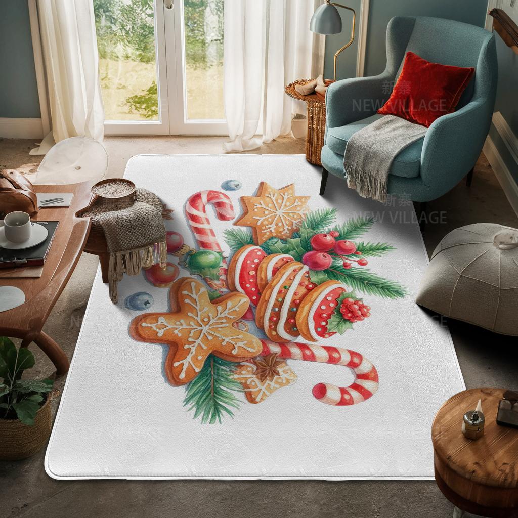 House Entrance Carpet Home Door Mat Living Room Bath Foot Bathroom Non-slip Water Absorption Rugs Bath Merry Christmas Winter