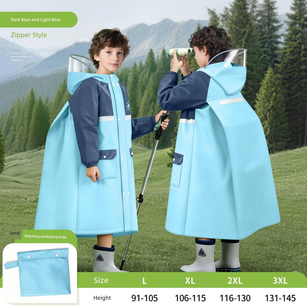Kinder-Regenmantel, College-Stil, für Kindergarten, ältere und jüngere Kinder, mit Platz für Rucksack, Vollständig wasserdicht, Kinder-Regenponcho