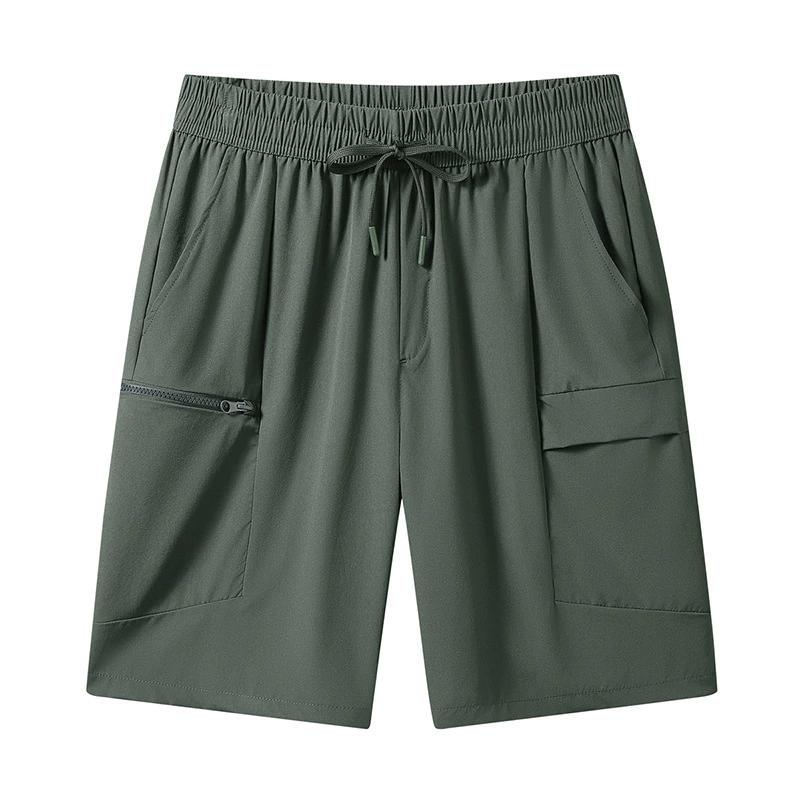 Work Shorts Men's Summer Ice Silk Loose Straight Leg Sports Pants Men's Plus Size Casual Five Quarter Pants