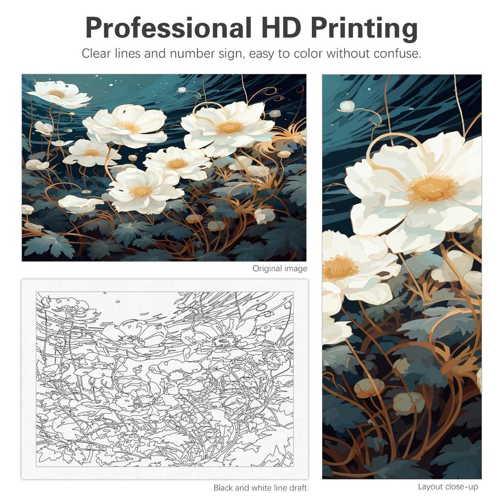 RUOPOTY Modern Painting By Numbers For Adults Coloring On Numbers White Flower Gift Picture Drawing Paint Kit Diy Crafts