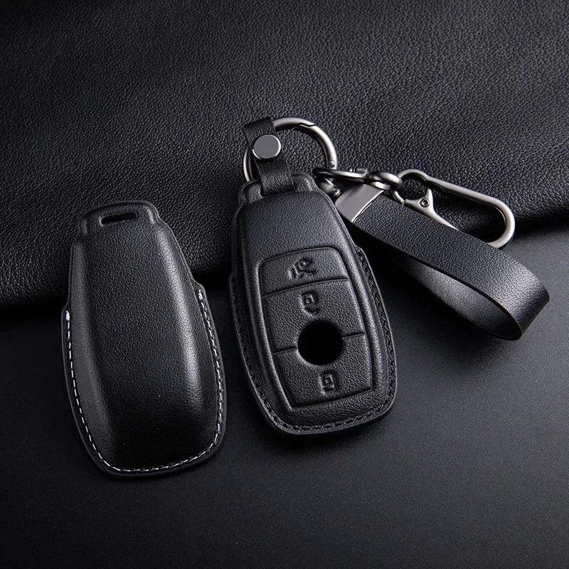 Leather Car Remote Key Case Cover For Mercedes Benz A C E S G Class Glc Cle Cla Glb Gls Gla W177 W205 W213 W222 X167