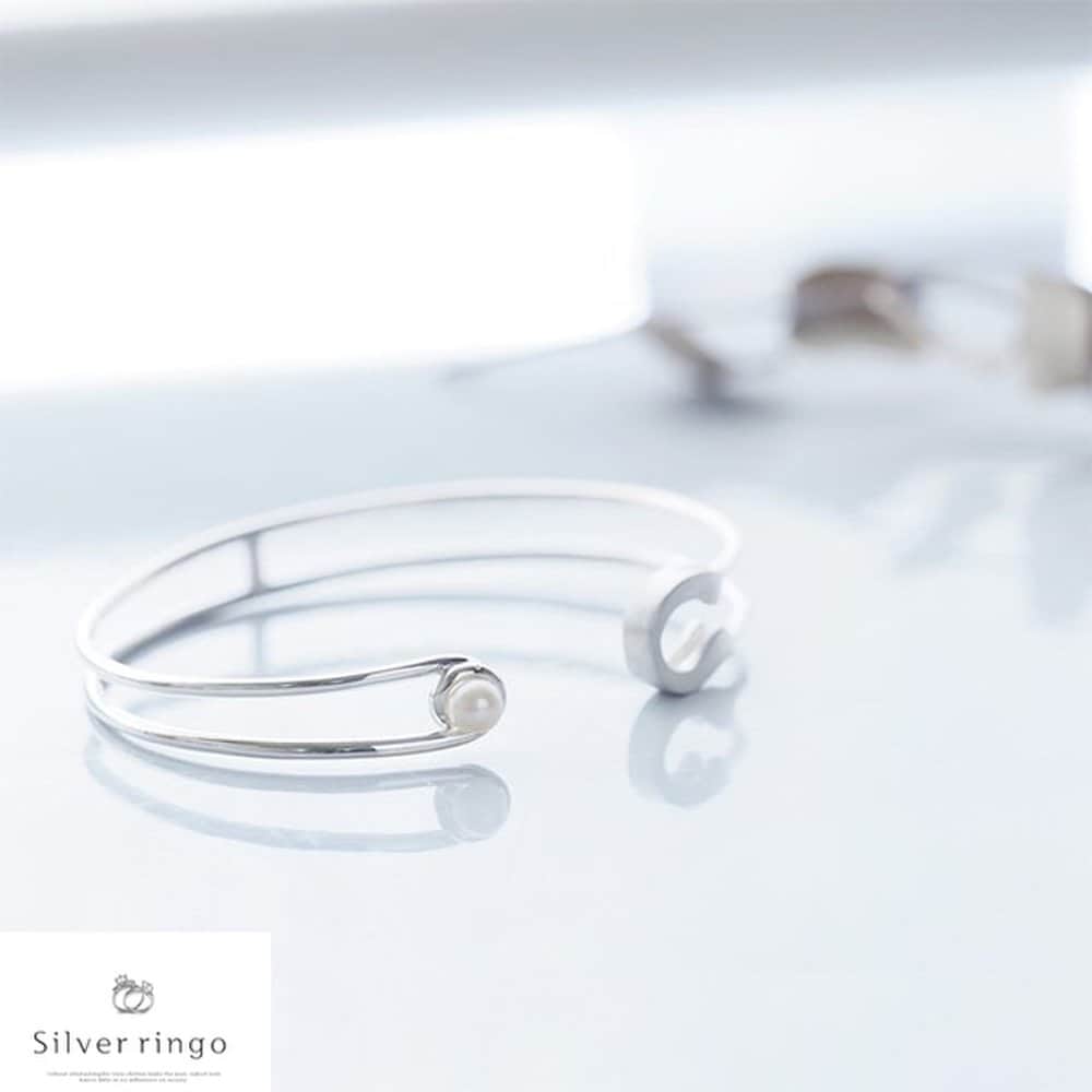 

Silver 925 June birthstone safety pin shaped bracelet pearl safety pin b