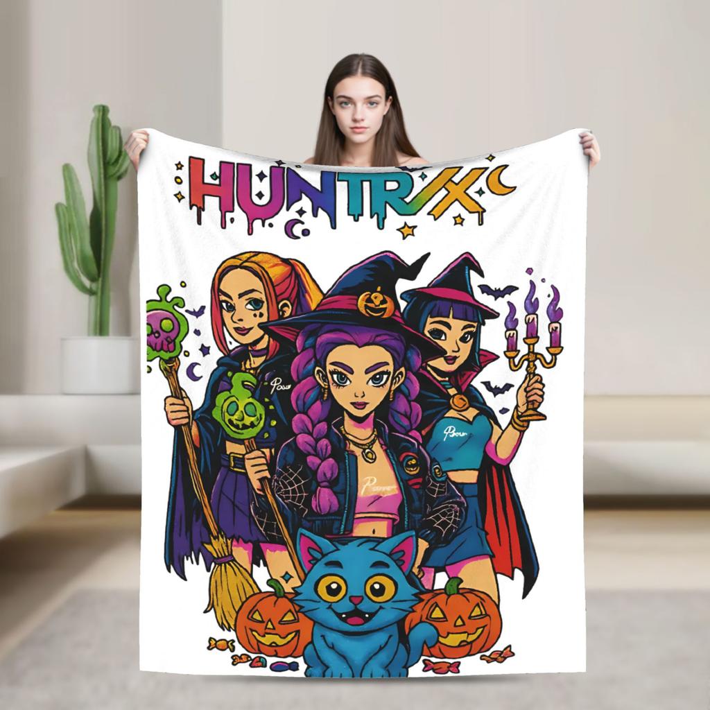 Saja Boys  Kpop Hunter Halloween Warm Soft Blankets  Camping Plush Throw Blanket Comfortable Home Decor Bedspread Sofa Bed Cover