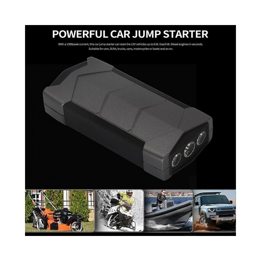 10000mAh Portable Car Battery Jump Starter 1500A Peak 12V with LED Digital Display Dual USB for Gas Diesel Engines Low Temperature Start