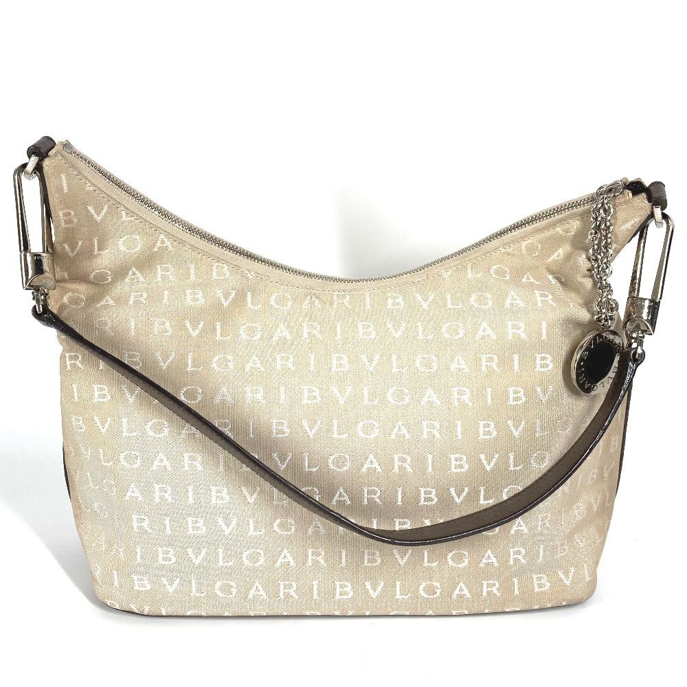 Bvlgari Logomania Bvlgari Bvlgari Bag Shawl Shoulder Bag Leather/Canvas Beige