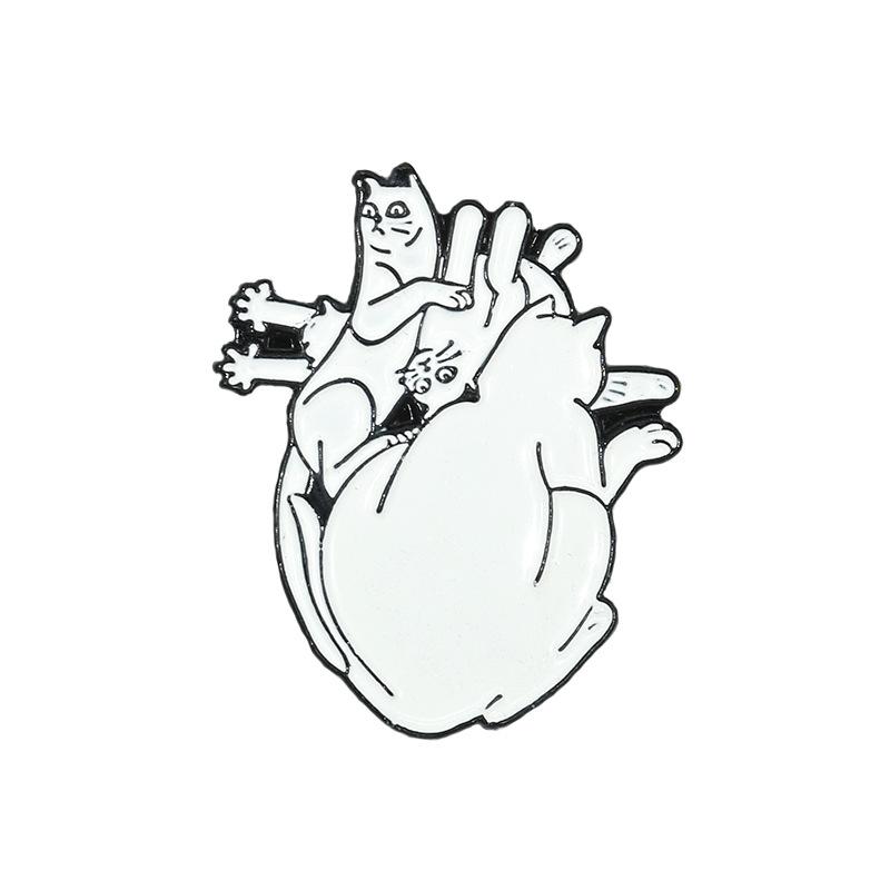 Creative Medical Organs Enamel Brooch Brain Lung Heart Chest Uterus Flower Wave Mechanical Heart Metal Badge Lapel Pins Jewelry