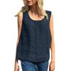 Women's Loose Casual Cotton and Linen Summer Solid Colour Round Neck Tank Top