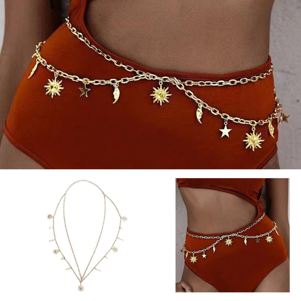 Waist Chain Hot Pants Multilayered Chain Sexy Metallic Star for Party/Club for Banquet Costume Jewelry Waist Belt