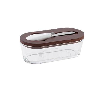 Western-style Glass-sealed Butter Box with Lid, Rectangular Scraper, Household Cheese Preservation Jar, Household Cheese Box