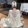 Ice Pure Maiden: Sweet Princess-Style Lace Pajamas - Long Sleeve, Light Luxury Ice Silk for Spring & Autumn