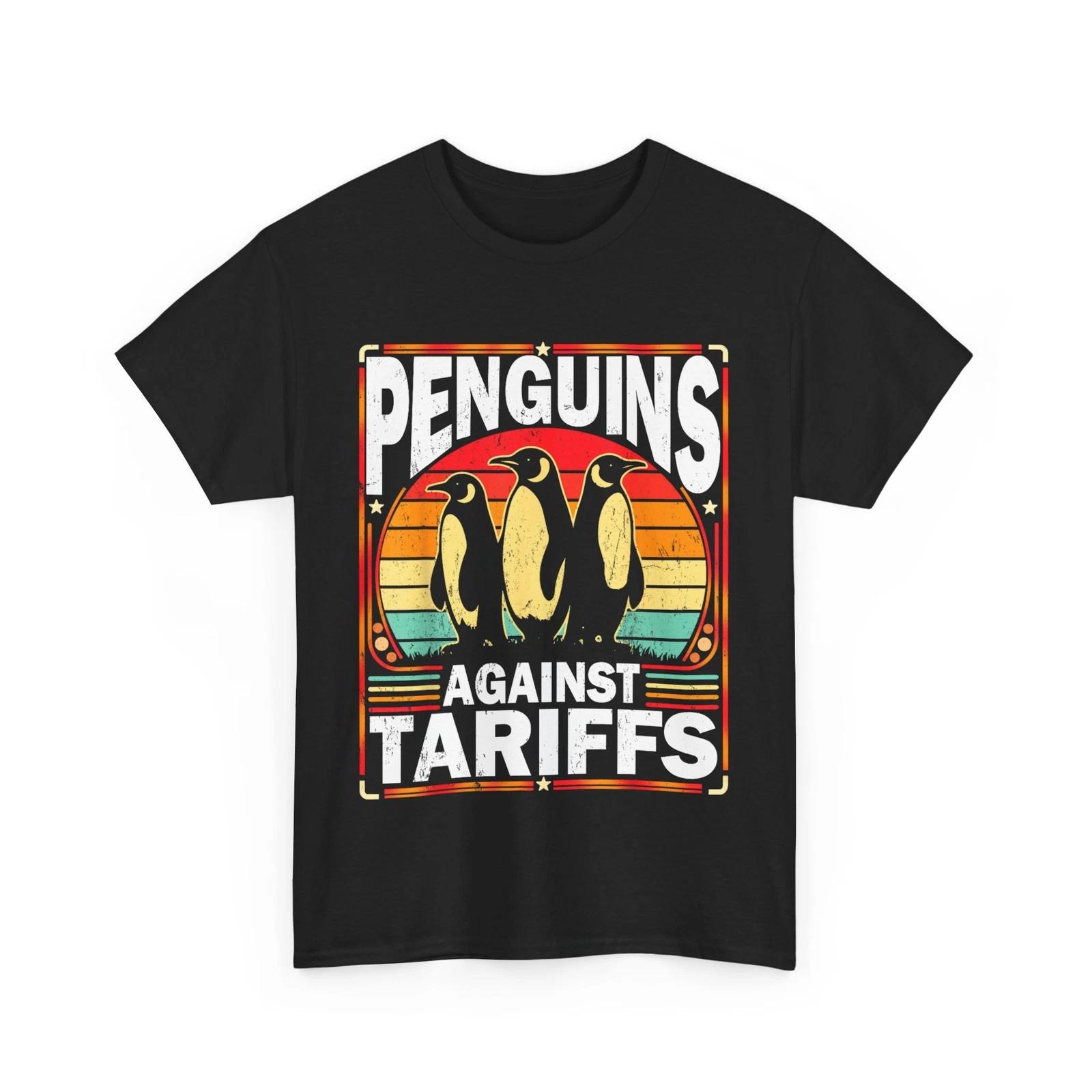 Penguins Against Tariffs T-shirt, Penguin Anti Tariffs Funny Shirt M