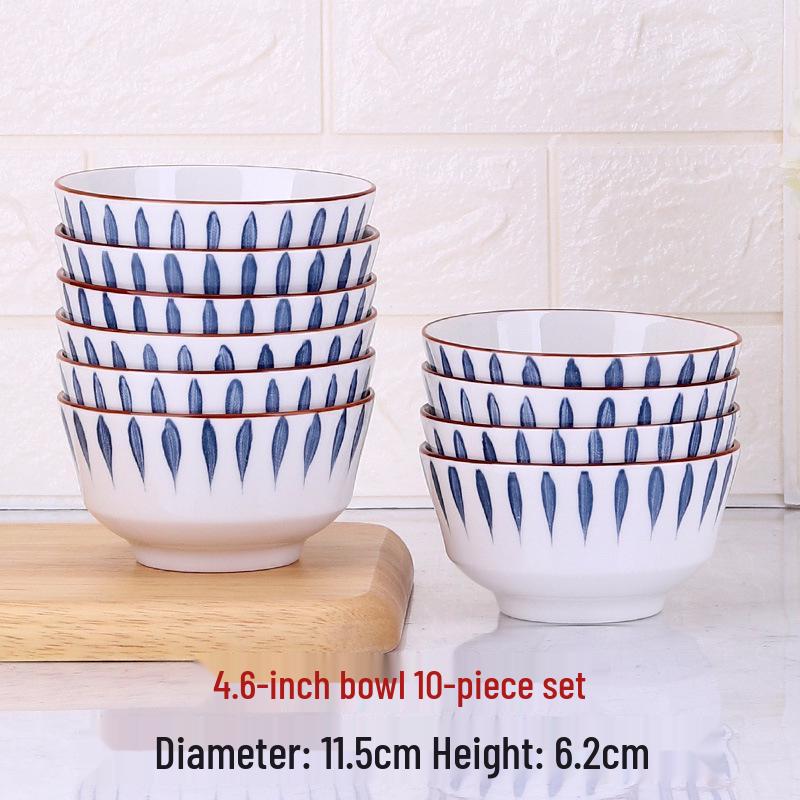 Retro Ceramic Porcelain Microwave-Safe Bowl Set - Chinese Style Tableware