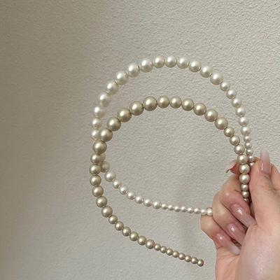 Korean Chic Beaded Pearl Headband: Elegant, Simple Style