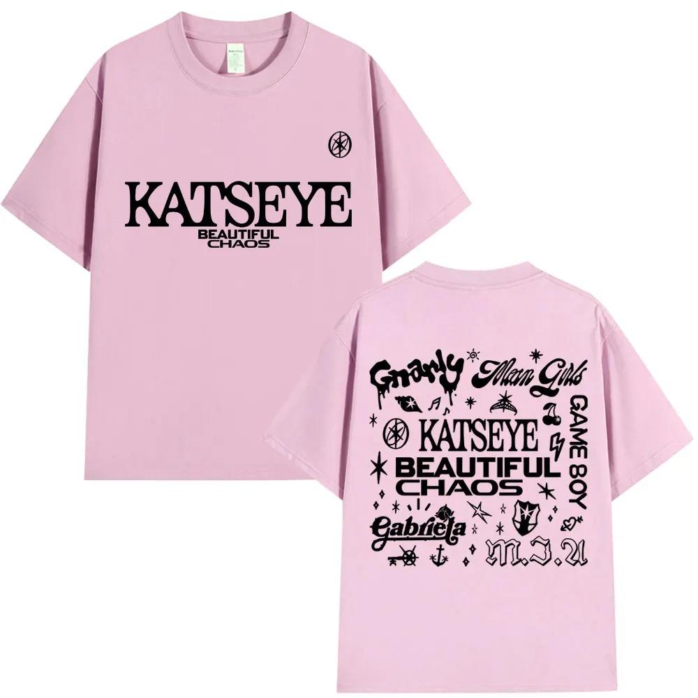 Korean Katseye Beautiful Chaos Tour T Shirt Kpop Vintage Harajuku Fashion Y2K Men Women T-shirt Cotton Loose T Shirts Fans Gifts
