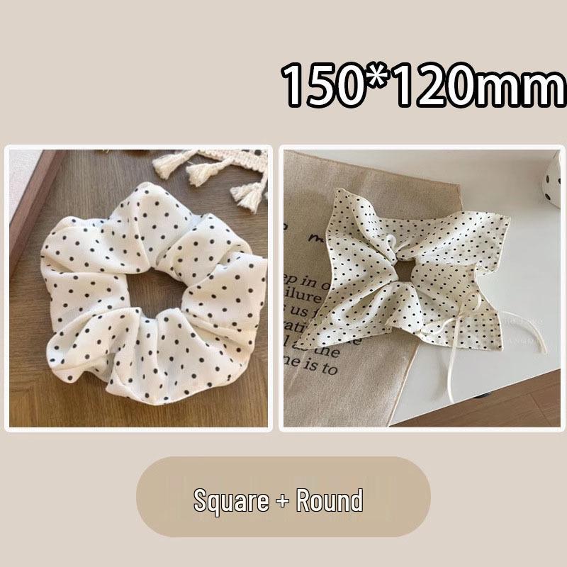 

2-Piece Set: Polka Dot Square Scarf and Hair Tie - Korean Style Women s Accessory