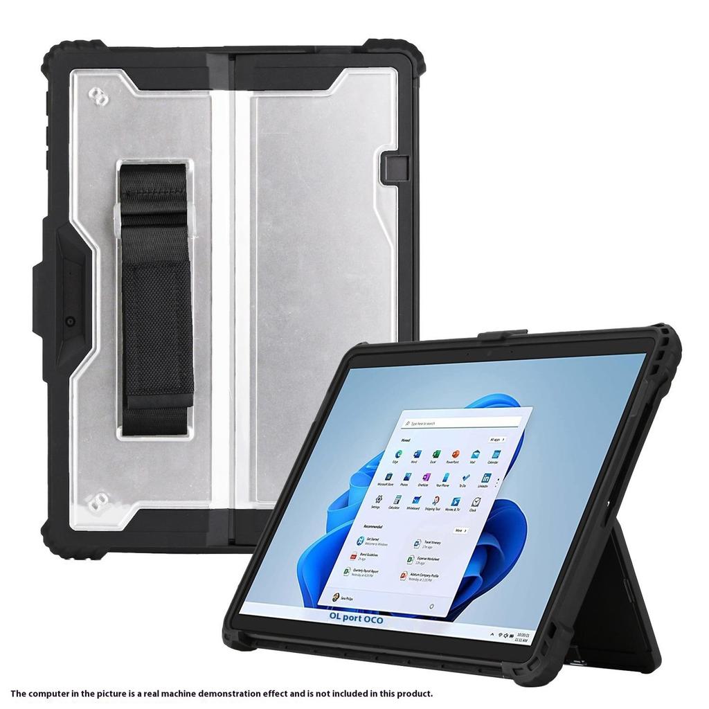 For Microsoft Surface Go 3/2 10.5 Inch/1 Protective Case PC TPU Clear Cover with Kickstand Pencil Holder (No Strap)