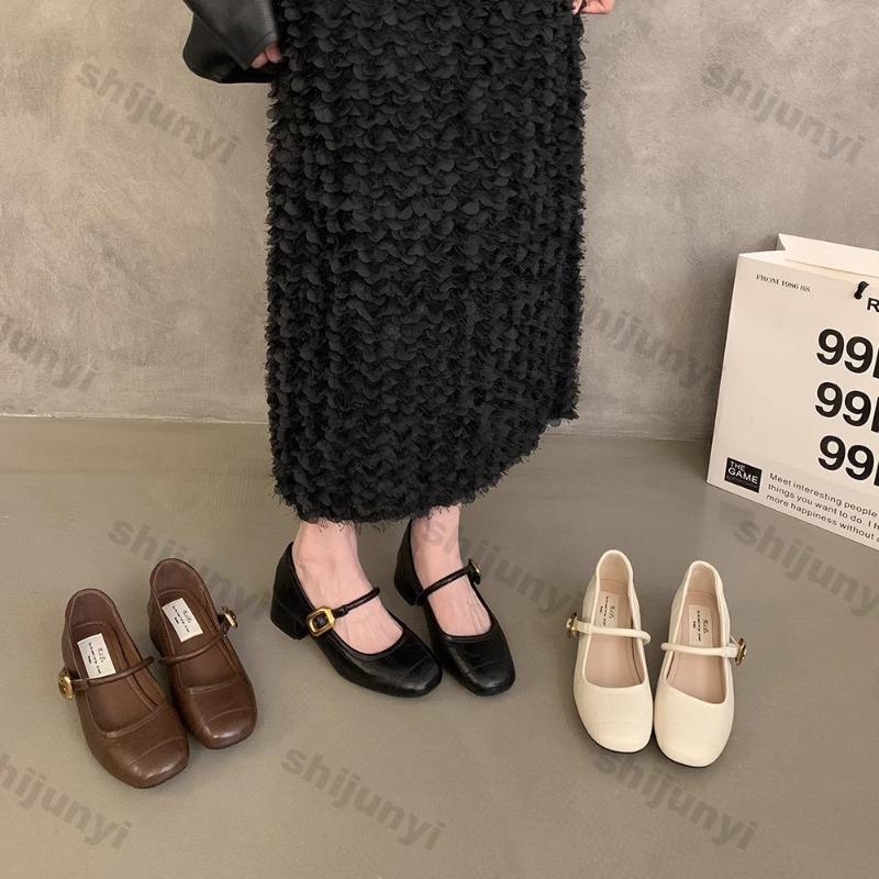 Fashion Elegant Medium Heel Women's Shoes Summer New Fashion Buckle Strap Mary Jane Shoes Comfortable Height Increase Luxury High Heels