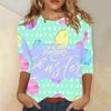 Round Neck 3D Rabbit Festival Printed Top Fashionable Casual Long Sleeved Women's T-shirts