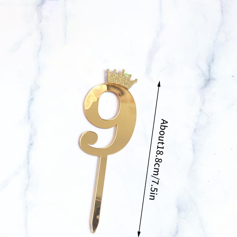 INS 0-9 Number Acrylic Mirror Cake Toppers For Kids Adults Birthday Party Supplies Wedding Anniversary Days Cake Decorations