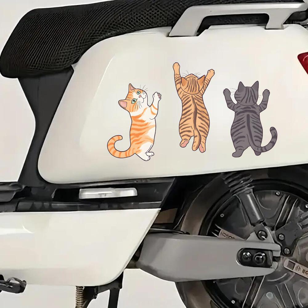 Cartoon Drei Kätzchen Glas Auto Hintergrund Verschönerung Dekoration Aufkleber
