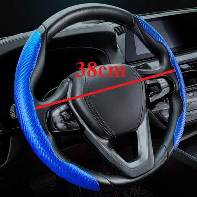 2PCS Carbon Fiber Car Round Steering Wheel Cover Non-Slip Steering Cover Protector Anti Dust Washable Interior Auto Accessories