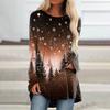 Plus Size Women Spring Tree Printed Comfy Long Sleeve Round Collar T-shirt Casual Baggy Mid Length Tee Tops