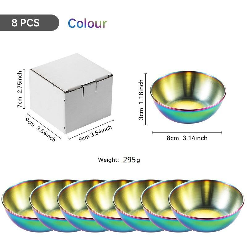 Set om 6 / 4 Små såsskålar i rostfritt stål Kryddserveringsbricka Kryddfat Sojaskål Specialporslin