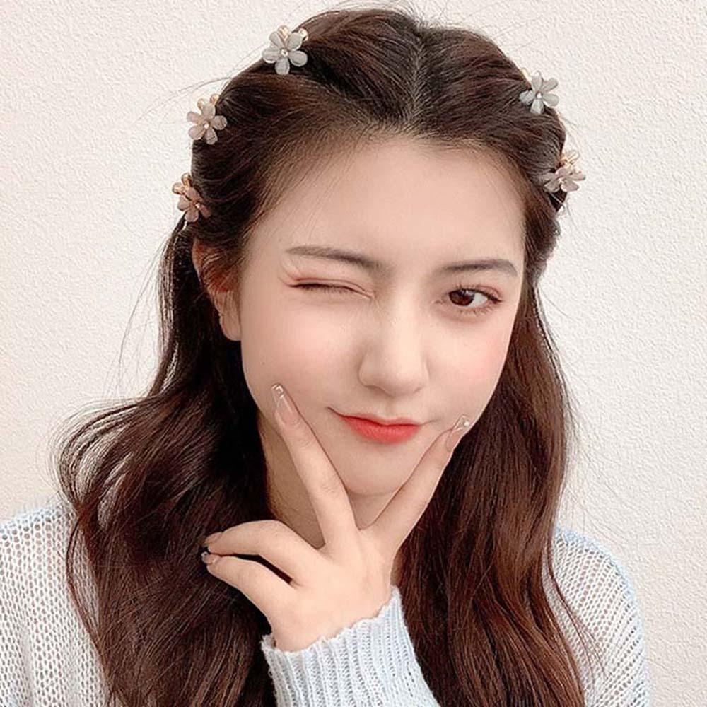 10pcs Resin Pearls Flower Hairpin Korean Style Women Side Clip Simple Mini Hair Claw  Party
