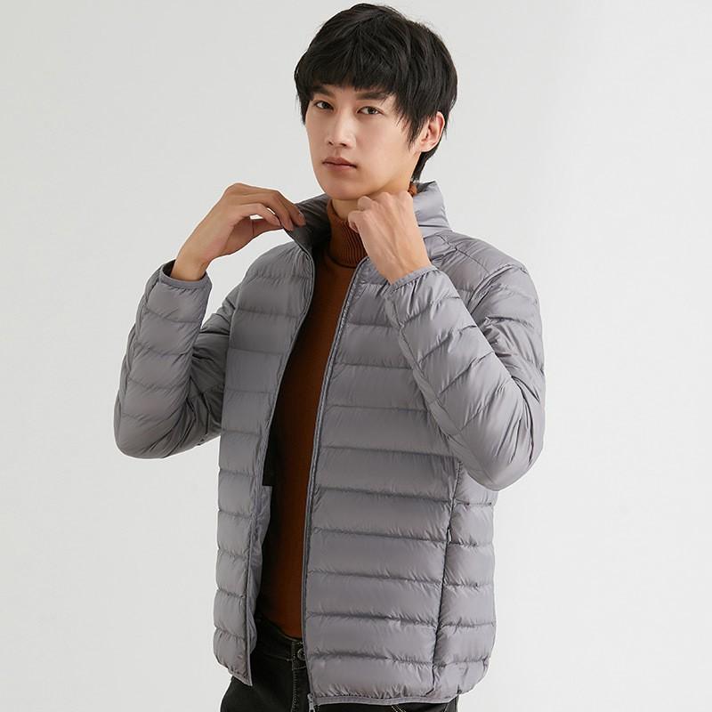 Mens Short Down Jacket Lightweight Warm Winter Coat Stand Collar Casual Outdoor 90% White Duck