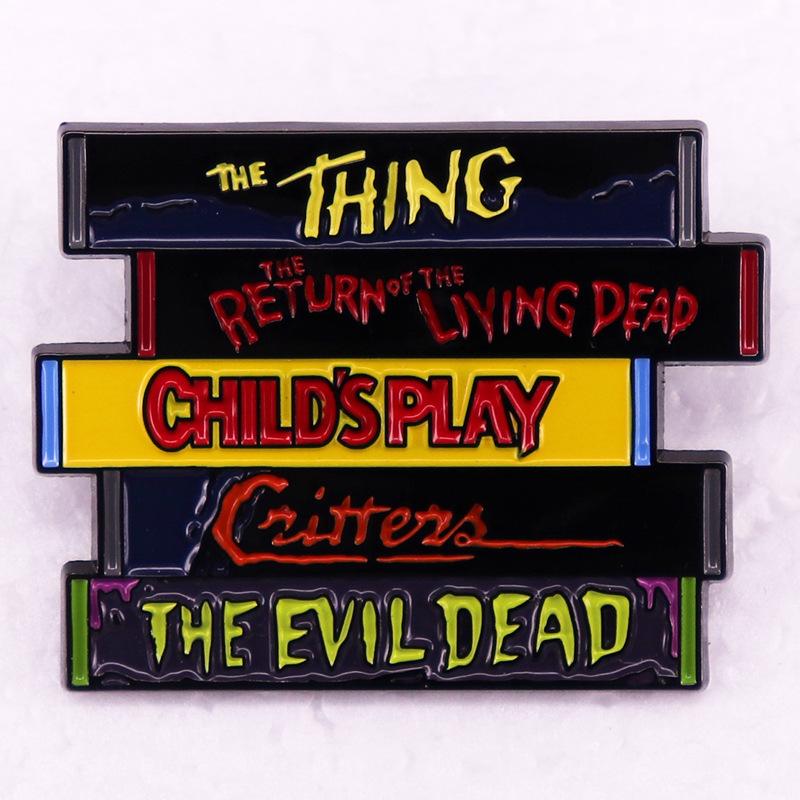 Horror Movie VHS Tape Badge: Film & TV Accessory