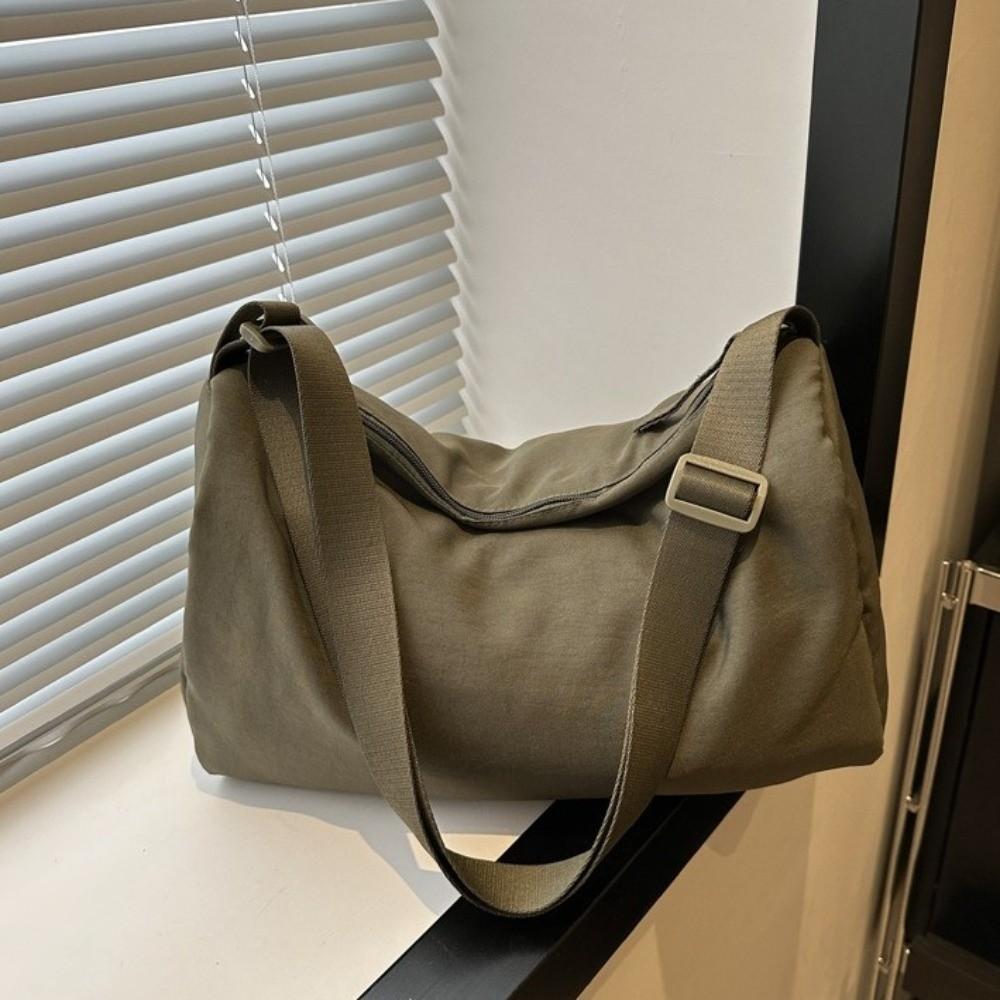 Solid Color Simple Crossbody Bag Large Capacity Canvas Pillow Bag Versatile Shoulder Bag  Student