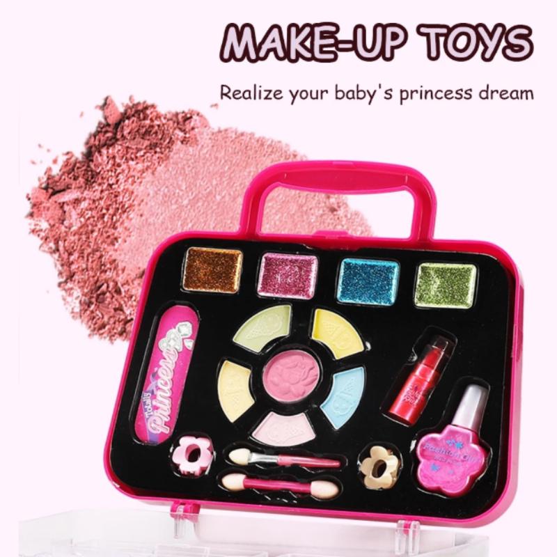 32Pcs Kids Makeup Toys Girls Real Makeup Kit Washable Non-Toxic Makeup Toy Set Retro Beauty Makeup