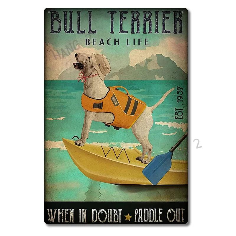 Funny Bull Terrier Dog Pet Bath Soap House Vintage Plaque Poster Tin Sign Wall Decor Hanging Metal Decoration 8x12 Inch