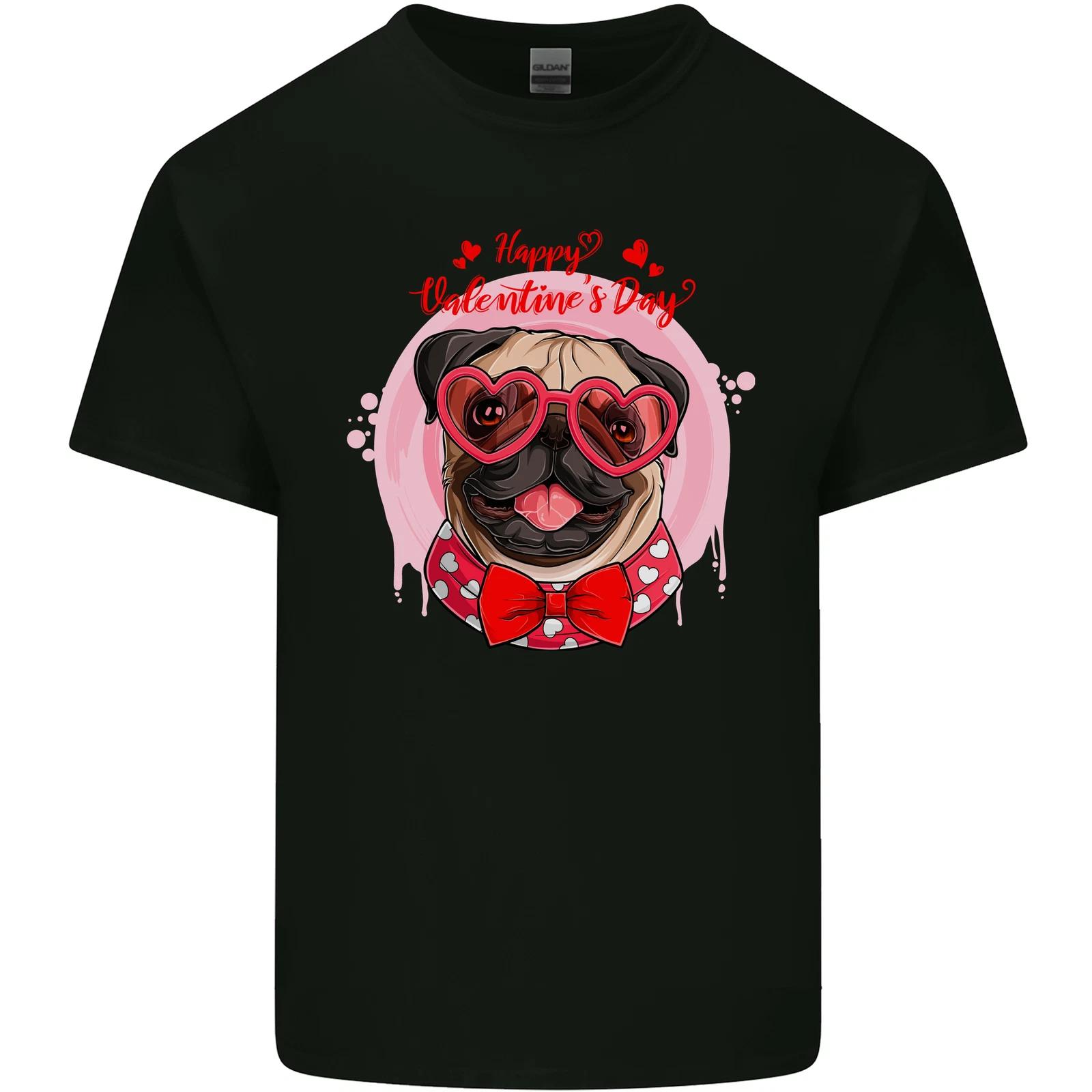 Happy Valentines Day Pug Dog Kids T-Shirt Childrens L