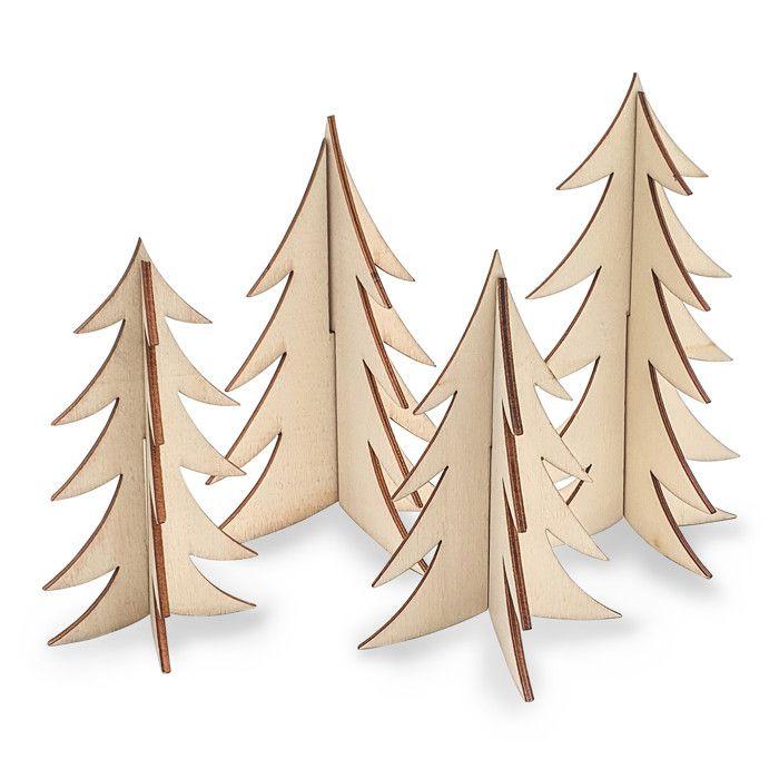 Sapins 3D à assembler en bois 8 à 11,5 cm 4 pièces