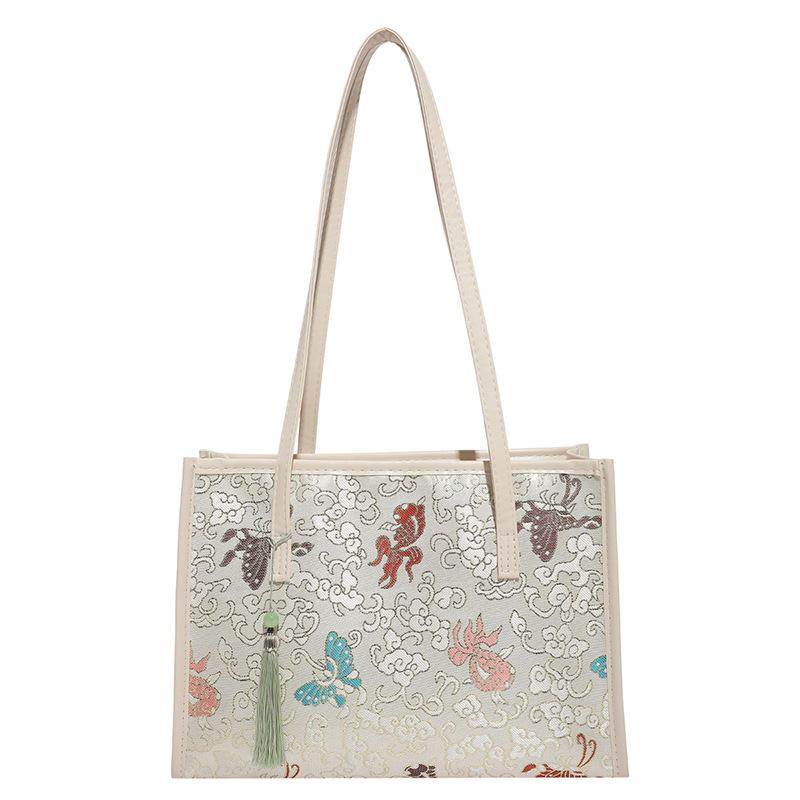 

Versatile embroidered bamboo tote bag women s summer new highend niche bucket bag
