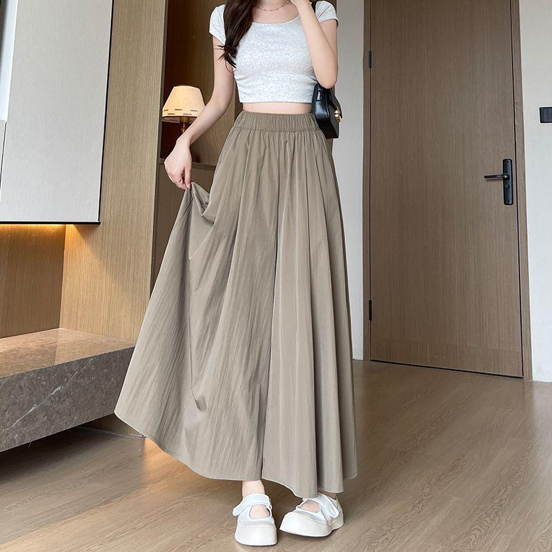 

Gray Yamamoto Women s High Waist Plus Size Slimming Casual Ice Silk Skirt Pants for Summer L (110-125 lbs)