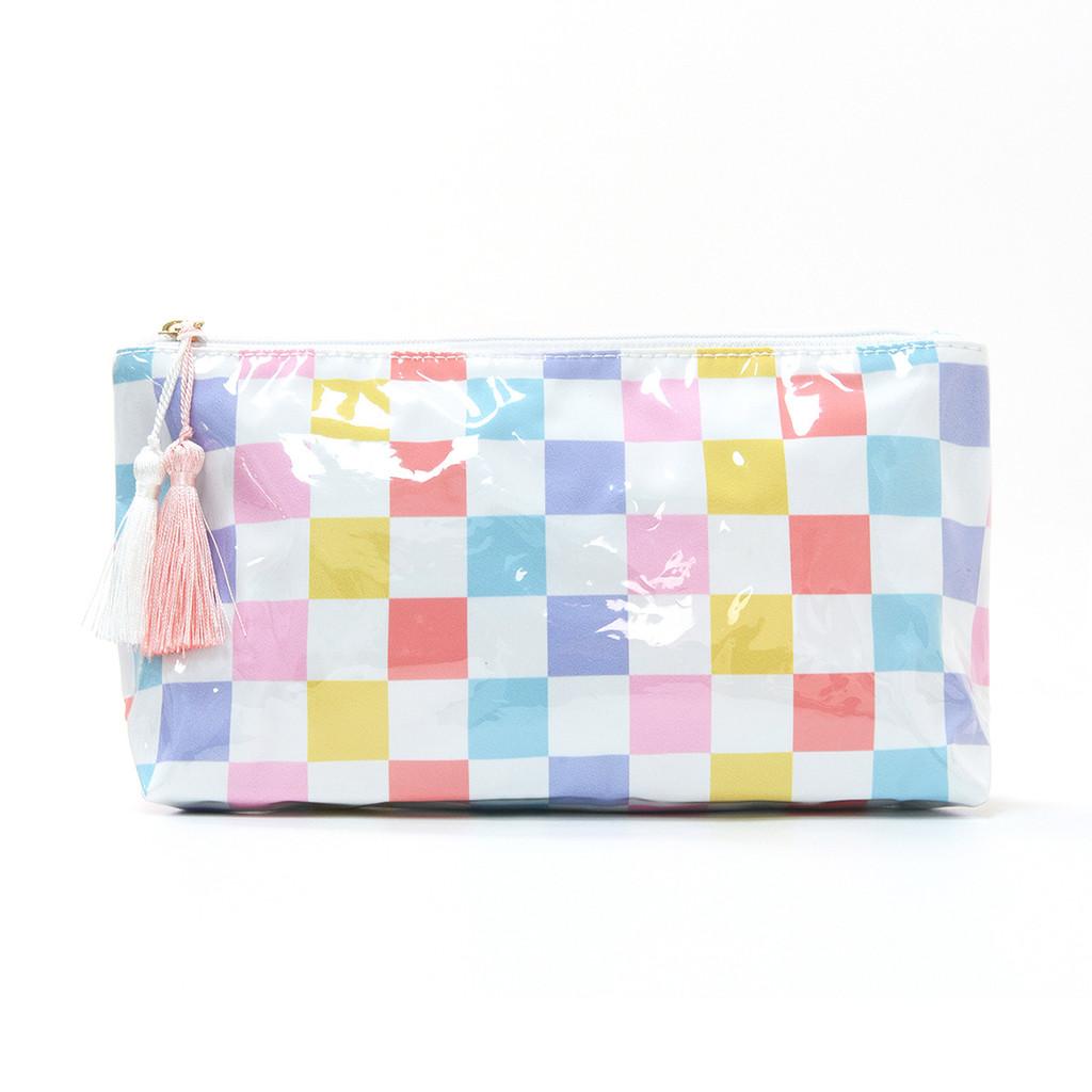 Modern Pvc Cosmetic Bag With Striped Design For Travel And Daily Use