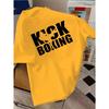 European Sizes Children Round Neck Short Sleeve T-Shirt with Black "KICK BOXING" Print, Simple and Fashionable Design for Sports Casual Wear
