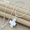 DOTEFFIL 925 Silver Cross Pendant Necklace 16-30 Inch Snake Chain For Women Man Wedding Engagement Party Jewelry
