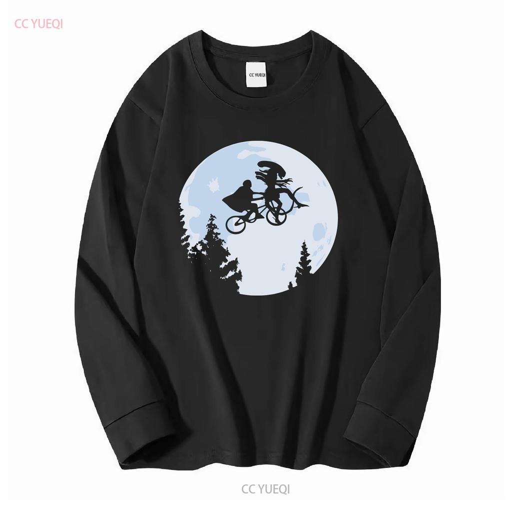 Xenomorph E tričko 80. léta filmy vtipné Vetřelec 1986 E.T. Mashup dlouhý nebo krátký rukáv vintage Vyprané pánské