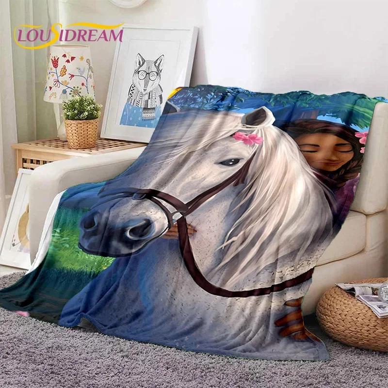 Spirit – wild und frei Zeichentrickpferde Weiche Flanelldecke für Betten Schlafzimmer Sofa Picknick, Überwurfdecke zum Zudecken Outdoor-Freizeit Geschenk