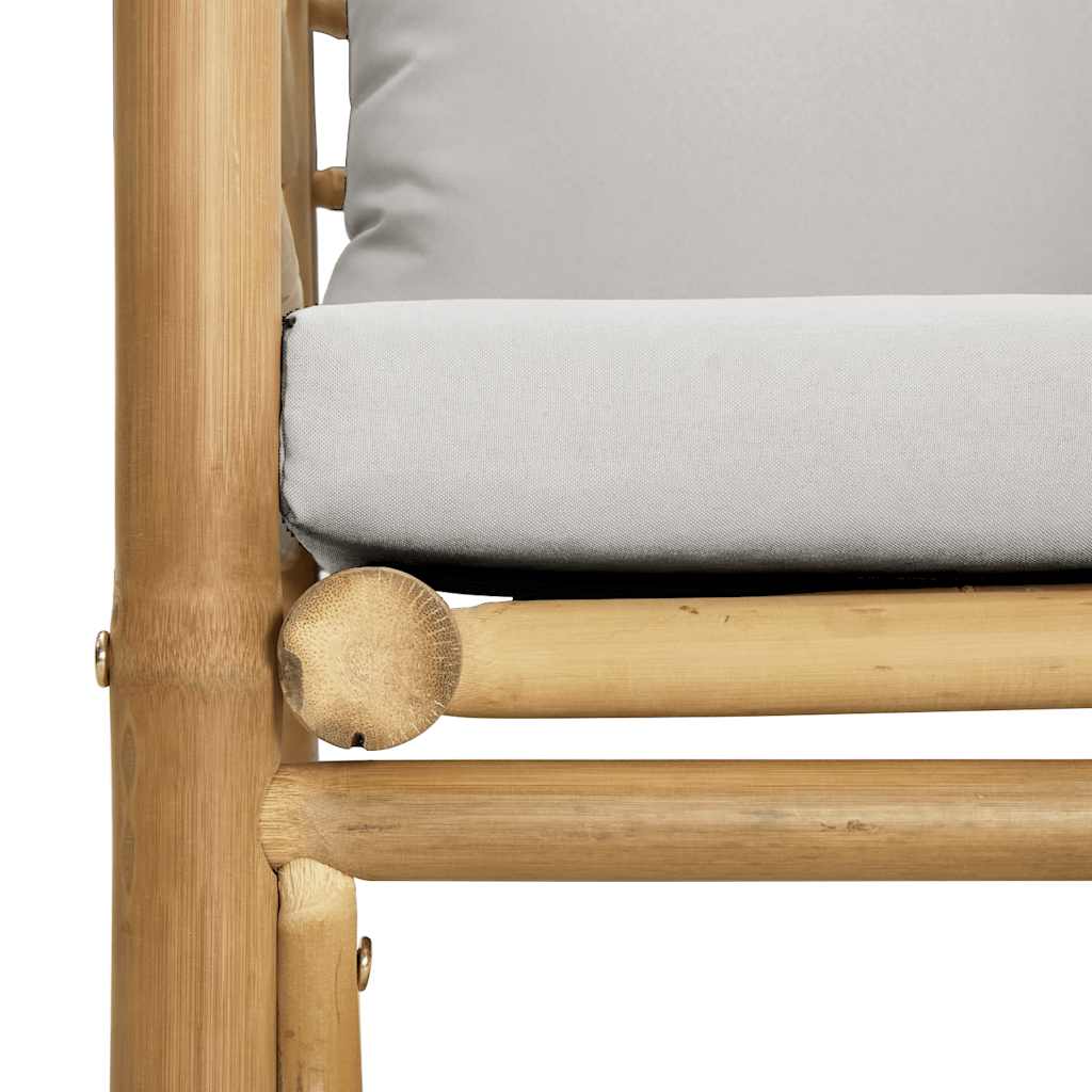 Vidaxl Sofa Ogrodowa Z Jasnoszarymi Poduszkami, Bambusowa