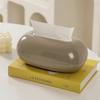 Creative Design Oval Tissue Box Ellipsoid Shape Large Opening Napkin Storage Case Smooth Non-slip Base Desktop Tissue Dispenser