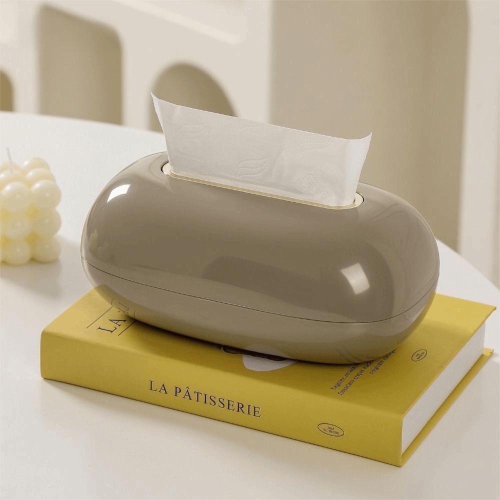 Creative Design Oval Tissue Box Ellipsoid Shape Large Opening Napkin Storage Case Smooth Non-slip Base Desktop Tissue Dispenser