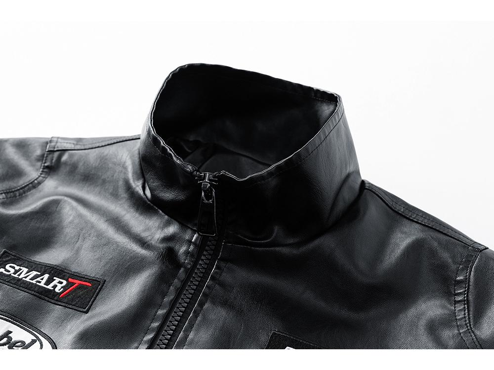 Herren PU-Leder Baseball-Stil Jacke – Dünner Herbst Motorrad Rennmantel, Amerikanischer Street Style Radsportjacke