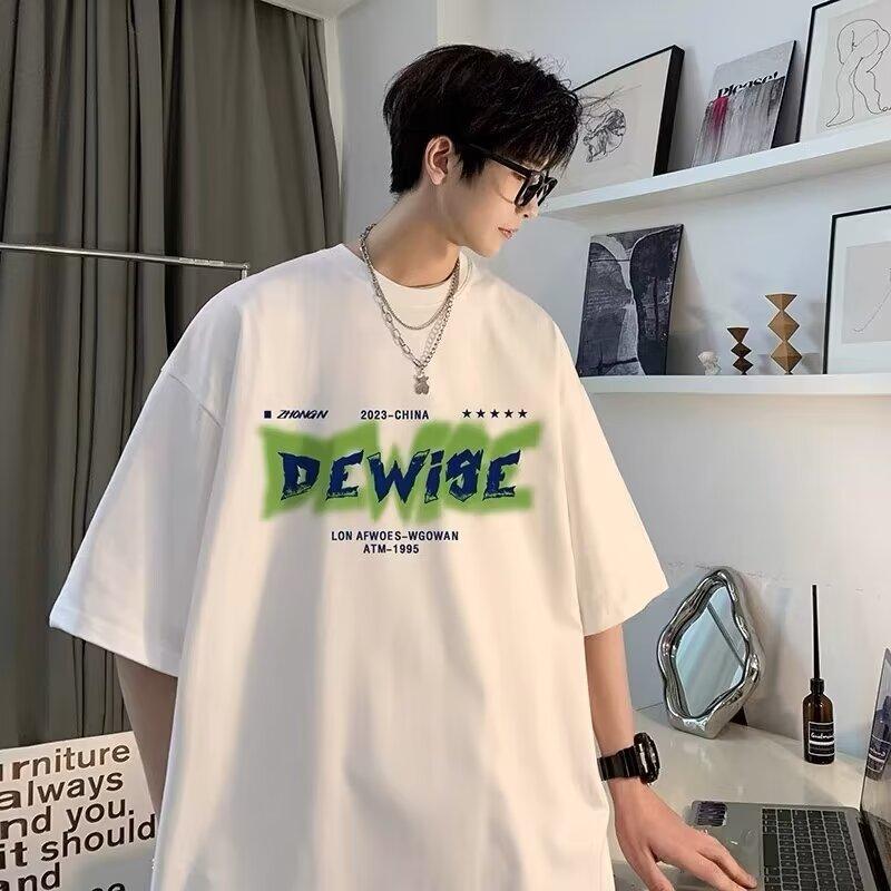 Nové tričko s krátkým rukávem pro muže v létě, trend v korejském stylu, jednoduchý top s polovičním rukávem, volné tričko značky Hong Kong