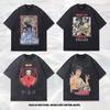 Trendy Brand Men'S Personalized Printing T-Shirt American Retro Oversize Small Neckline Washed And Old Short-Sleeved T-Shirt