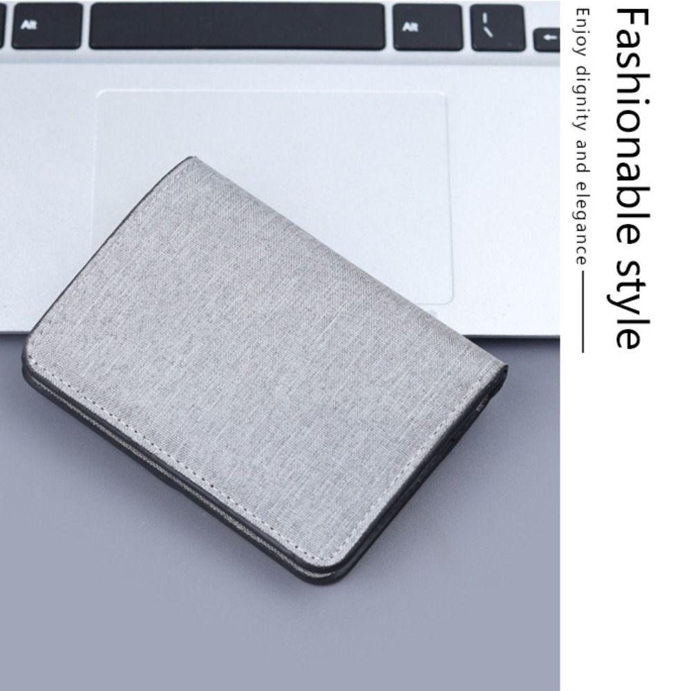 New Canvas Men's Short Wallet Two-fold Large Capacity Multiple Pockets Black Coffee Slim Money Bag Men Women
